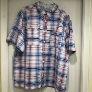 Men’s Habit , short sleeve button down river shirt, 2XL.
